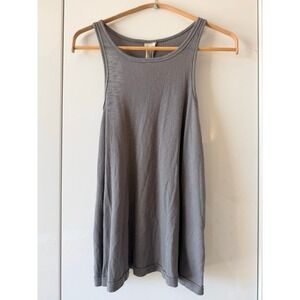 Free People Ribbed Racerback Tank Top Womens M Gray Basic Layering Casual